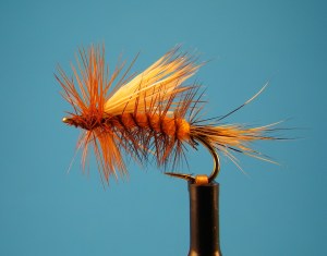 You could fish a wild trout stream with nothing but bushy dries and expect to do well. This is a size 14 Improved Sofa Pillow.